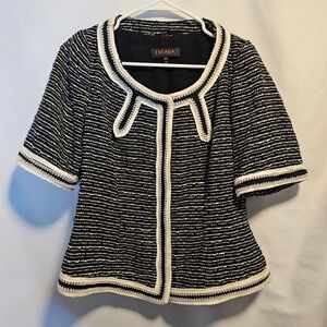 Escada Black and White Tweed Short Sleeve Blazer Jacket